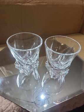 Pair of Mikasa Crystal Swirl Rocks Whiskey Glasses